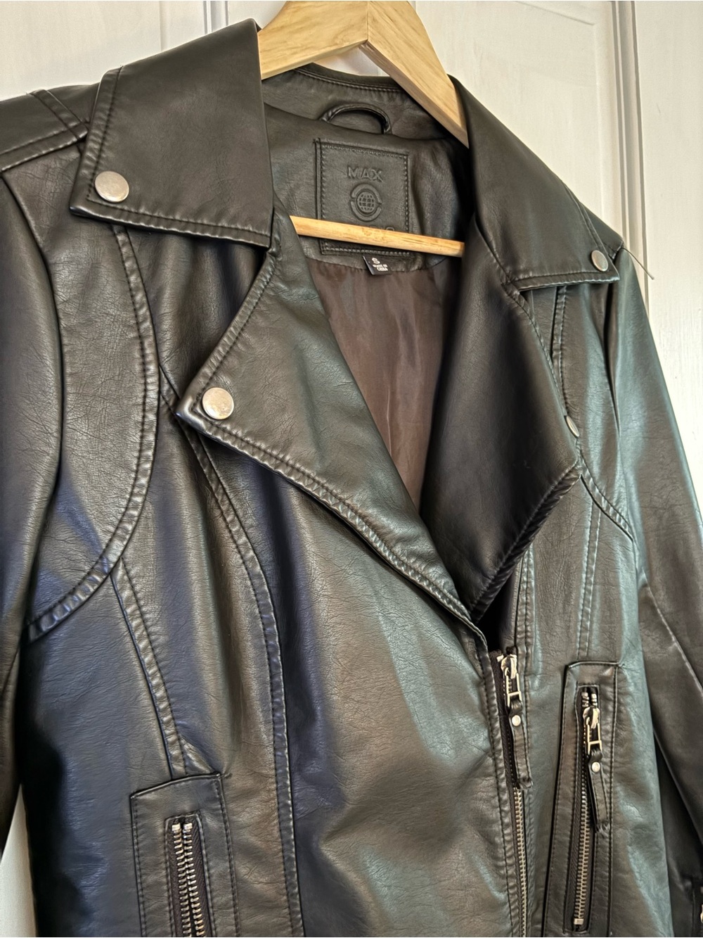 Black Faux Leather Moto Jacket - Women Max Studio